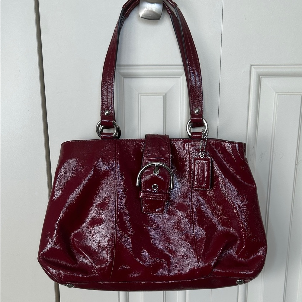 Coach Glossy Burgundy Shoulder Bag